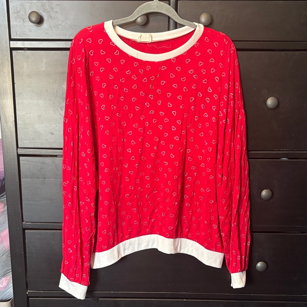 BiBi Red and White Heart Patterned Top